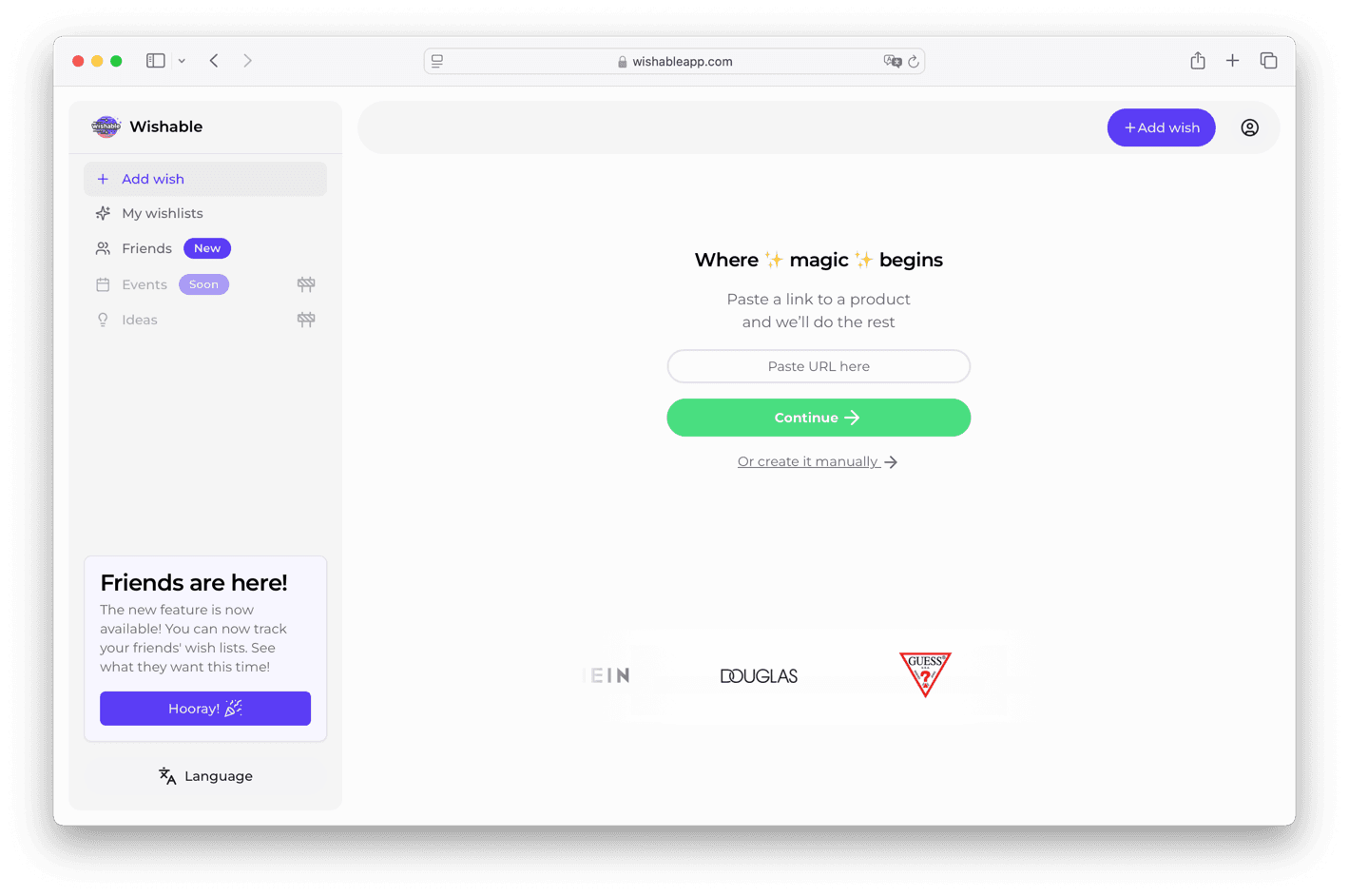 Add wish form preview